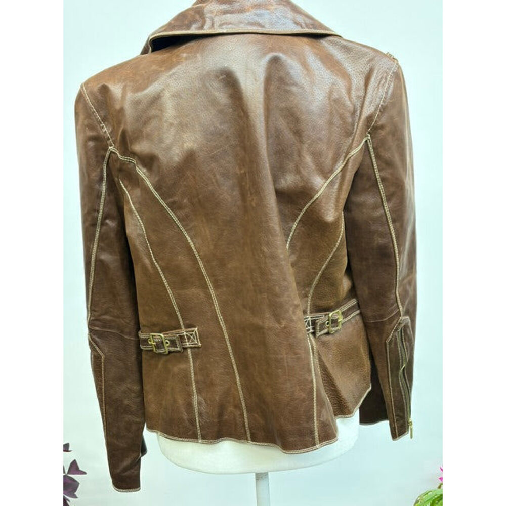 A New Approach Brown Leather Jacket - Picture 3 of 6